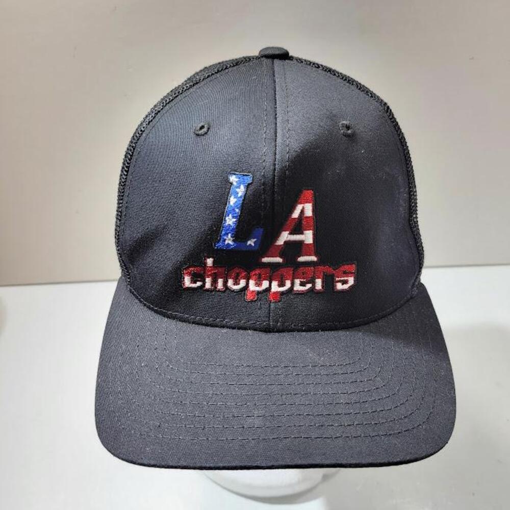 LA Choppers Hat Cap Snap Back Black Mesh Trucker Patriotic Embroidered Mens